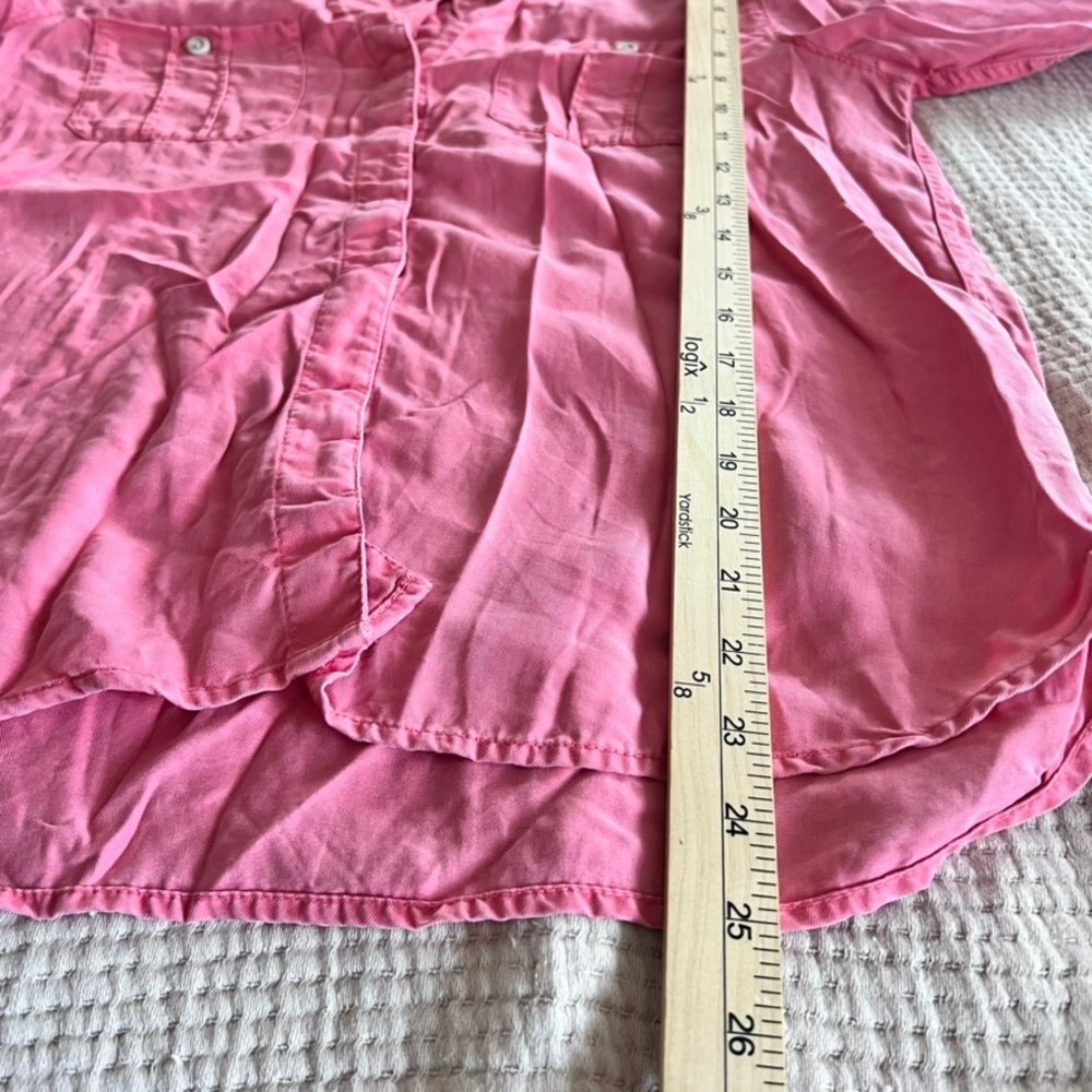 Tommy Bahama Pink Band Collar Roll Tab Sleeve Button Down Shirt Women S Tencel - Picture 15 of 15